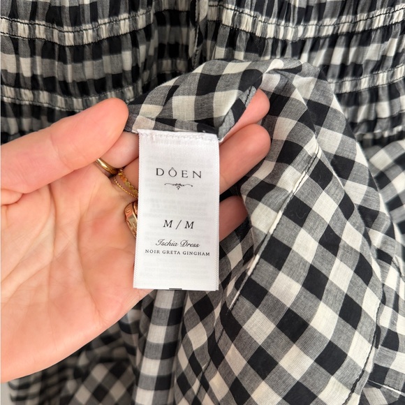 DÔEN Ischia Gingham Cotton Tie-Waist Midi Dress - Noir Greta Gingham - Picture 8 of 8